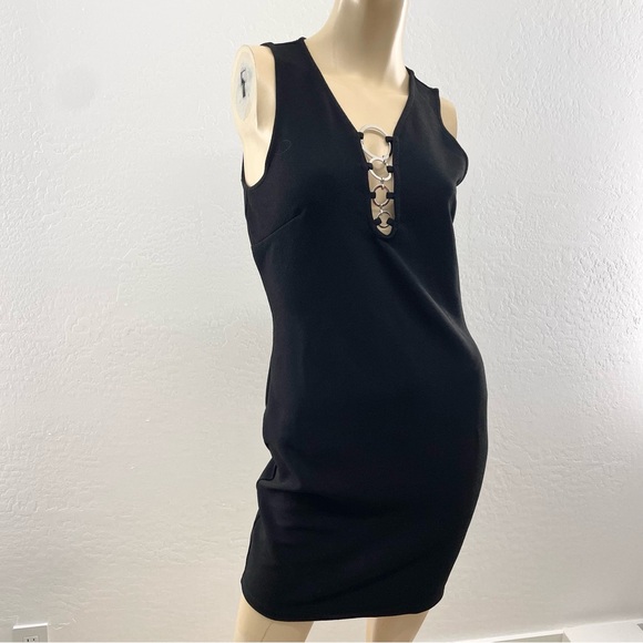 Hausof Pixie- black body con mini with silver ring chain- vintage 60s vibe- L - Picture 5 of 14